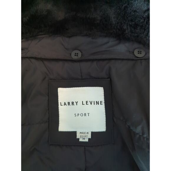 LARRY LEVINE SPORT Black Jacket with removable faux fur collar women's size M - Picture 2 of 8